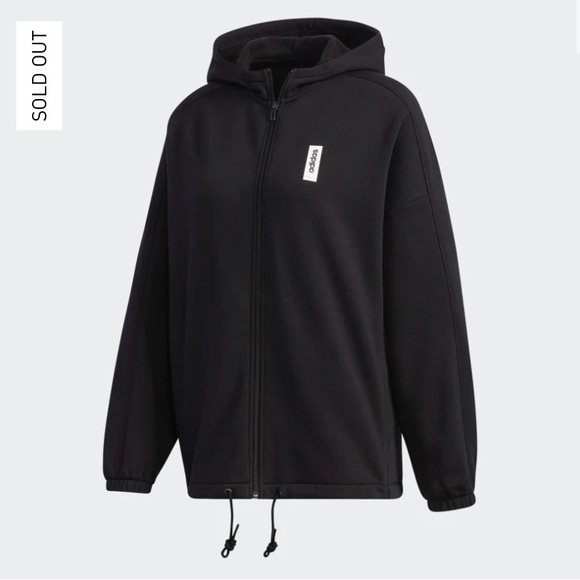 Adidas Brilliant Basics Track Jacket oversized black jacket size women’s XL - Picture 2 of 9